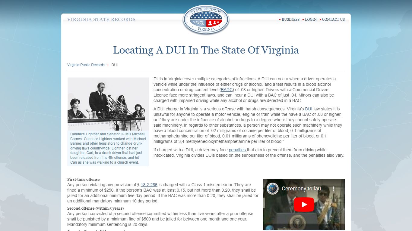 Locating A DUI In The State Of Virginia - State Records